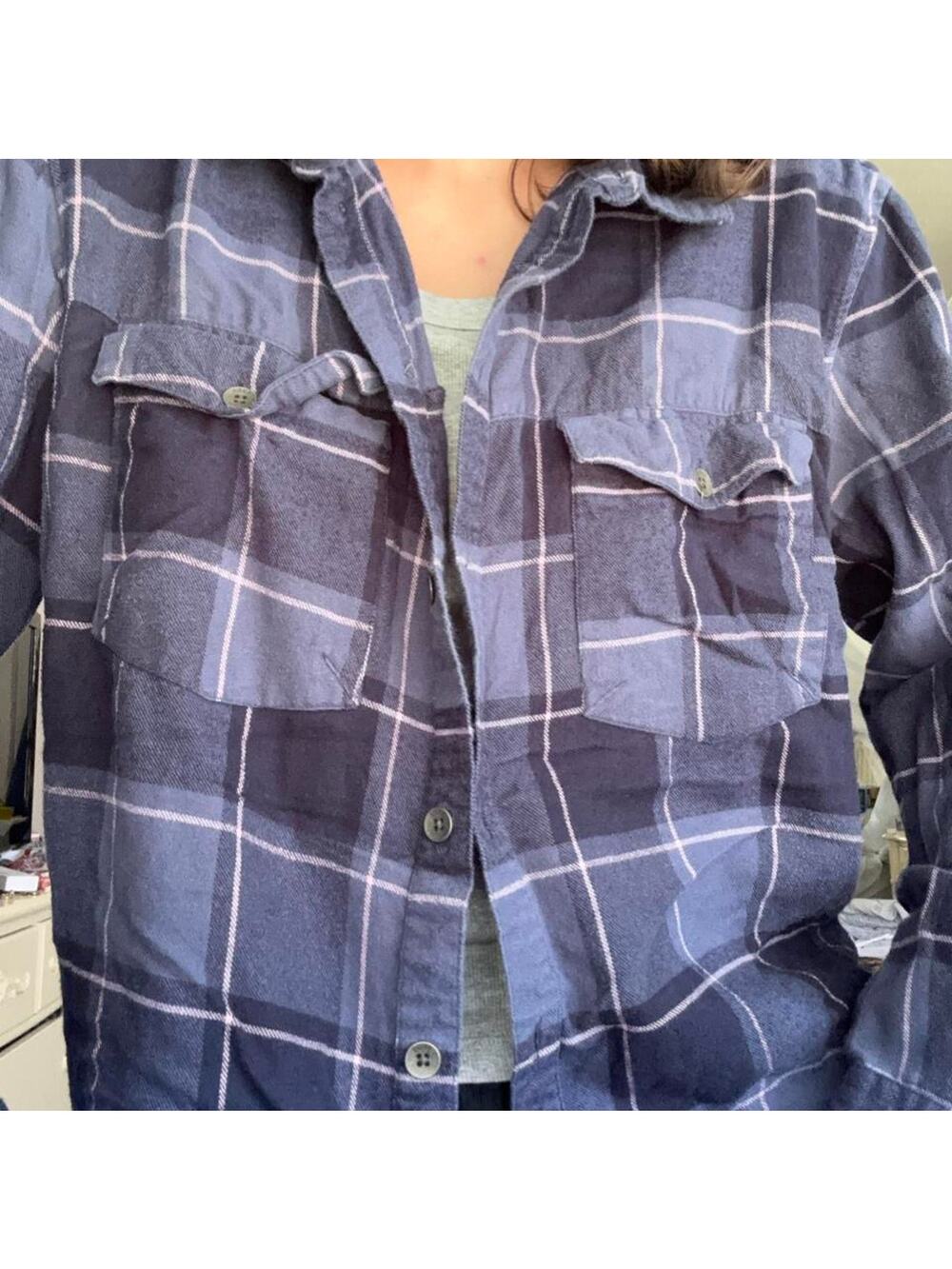Roxy navy blue indigo button up